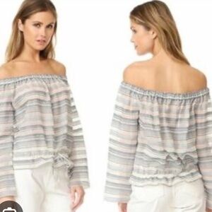Theory Striped Off-Shoulder Top size L